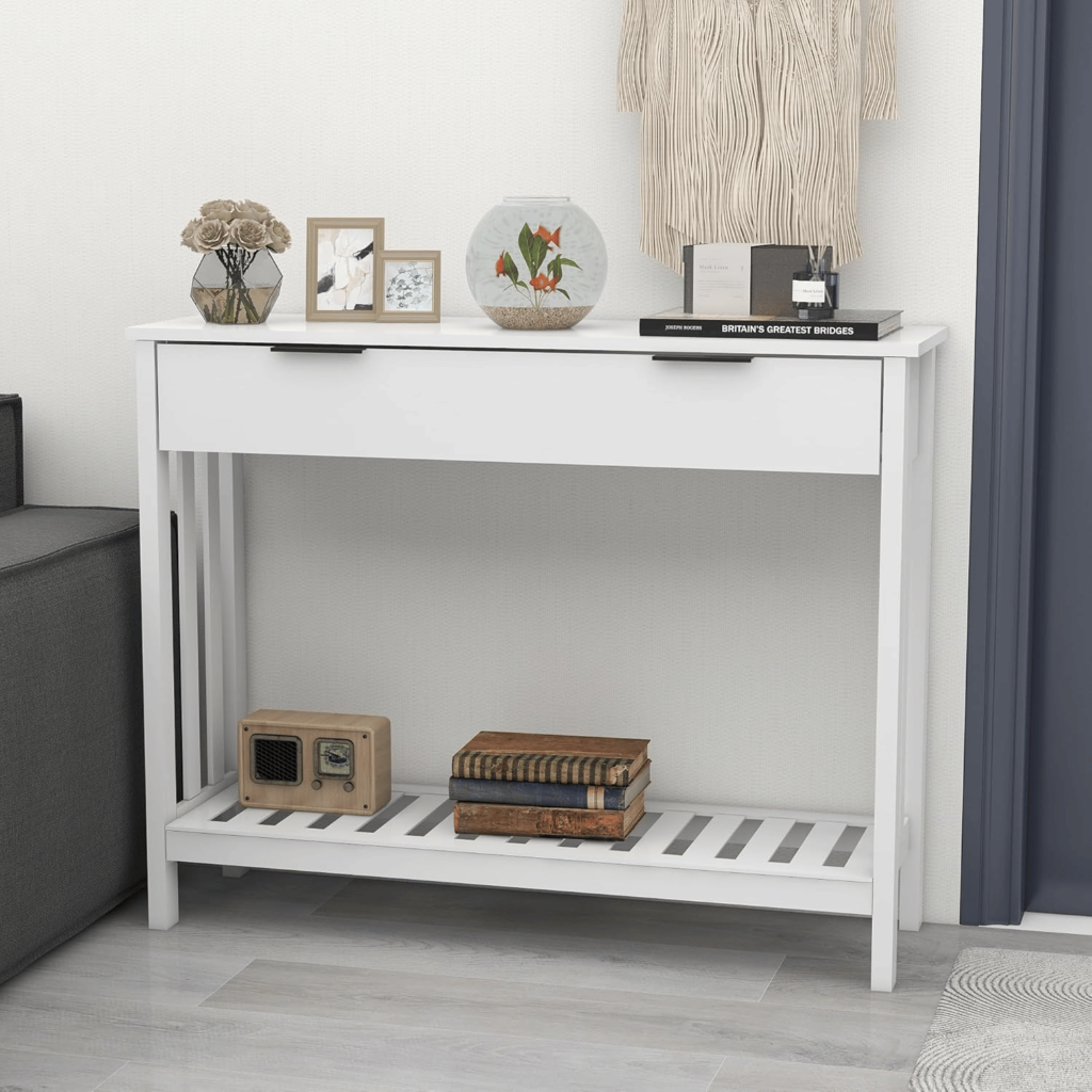 modern white console table