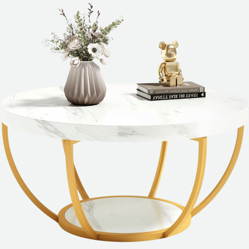 Round White Marble Coffee Table