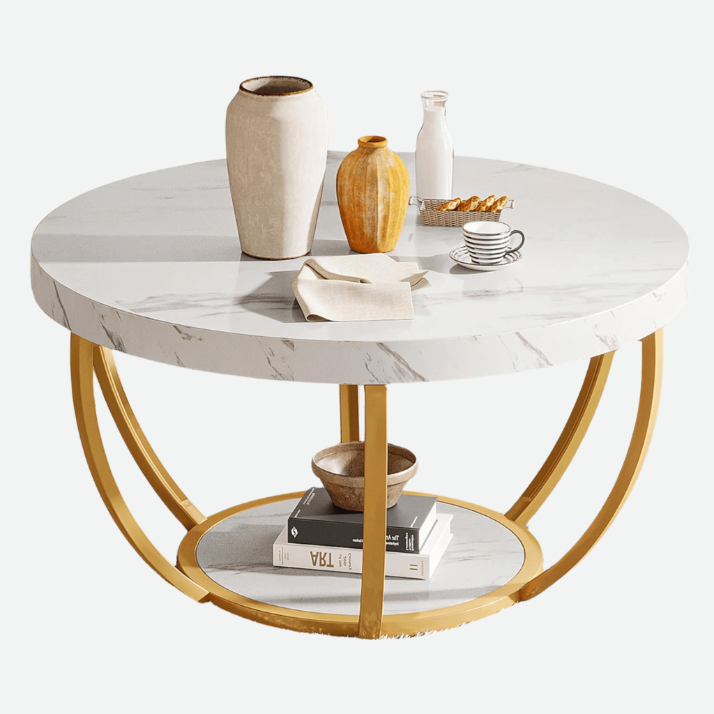 Round White Marble Coffee Table