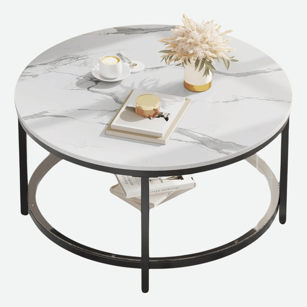 Round White Marble Coffee Table