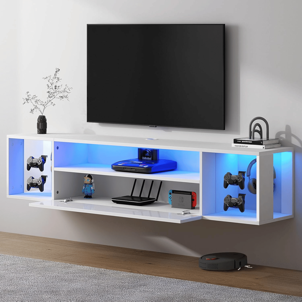 white modern tv stand