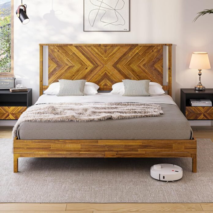 wooden king bed frame