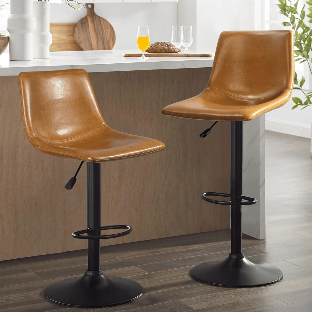 Swivel leather bar stools