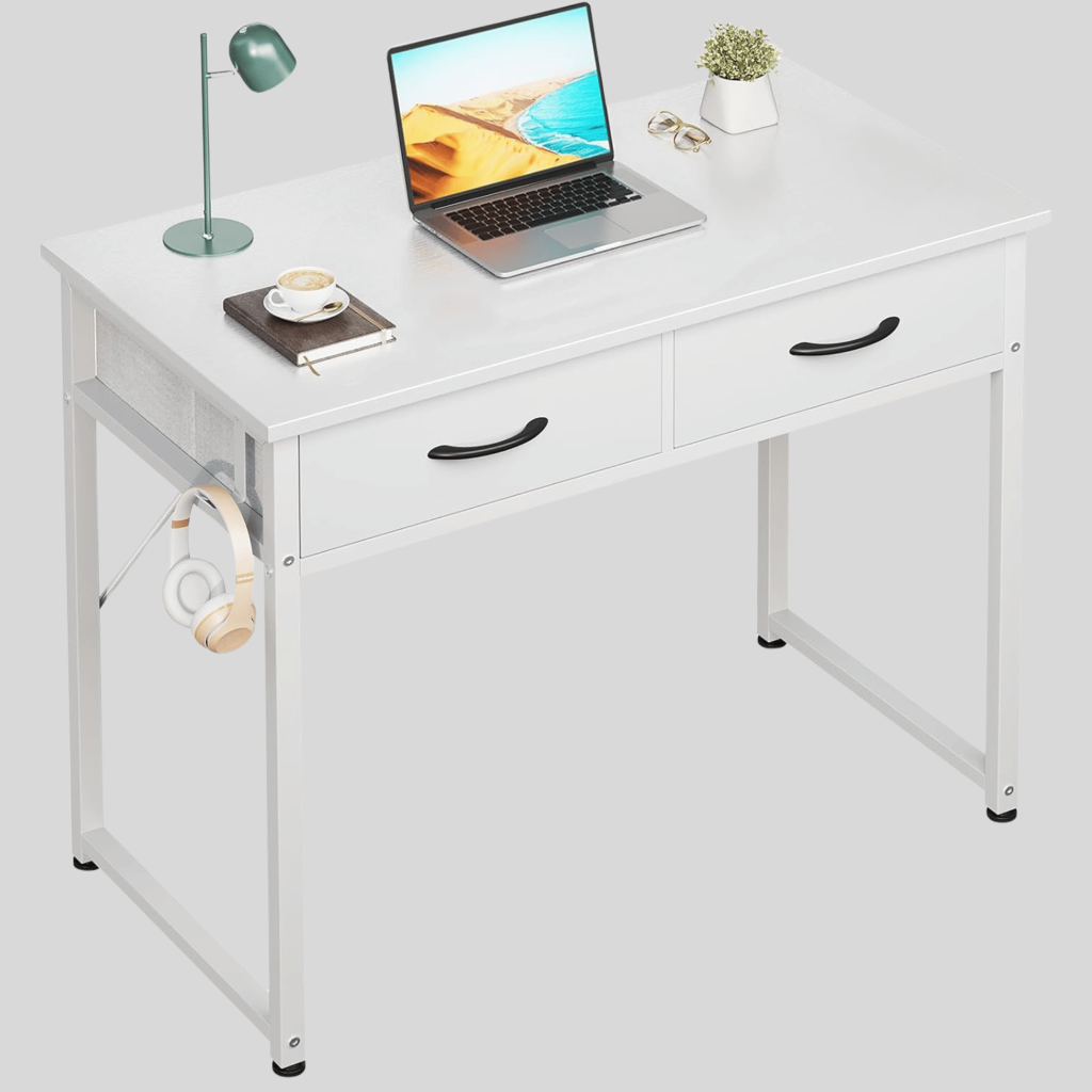  White Office Desk with Drawers