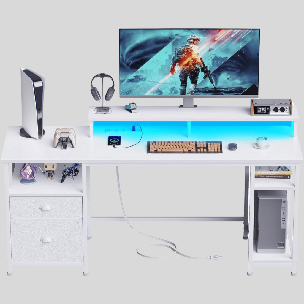 White Office Desk with Drawers