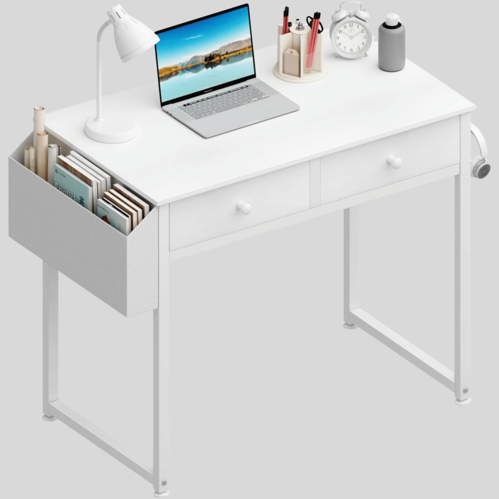 White Office Desk with Drawers